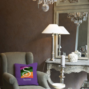 Monogram Initiaal Letter lavender Sierkussen