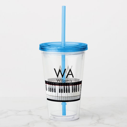 Monogram initiaal letter letter naam tekst piano m acryl drinkbeker (Voorkant)