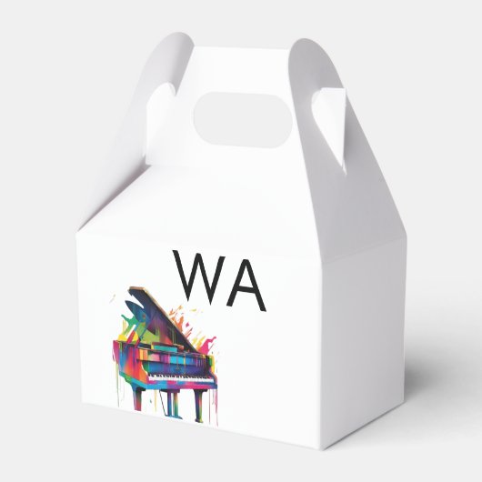 Monogram initiaal letter letter naam tekst piano m bedankdoosjes (Achterkant)