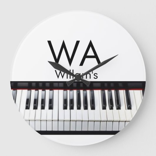 Monogram initiaal letter letter naam tekst piano m grote klok (Voorkant)