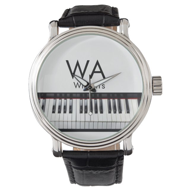 Monogram initiaal letter letter naam tekst piano m horloge (Voorkant)