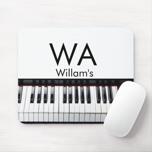 Monogram initiaal letter letter naam tekst piano m muismat (Met muis)