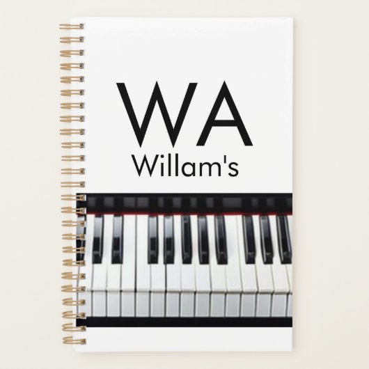 Monogram initiaal letter letter naam tekst piano m planner (Voorkant)