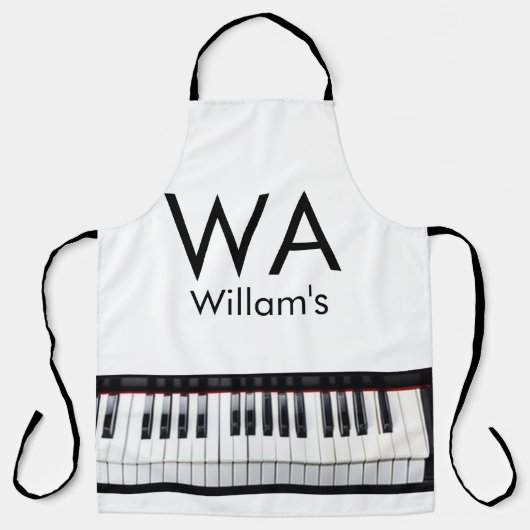 Monogram initiaal letter letter naam tekst piano m schort (Voorkant)