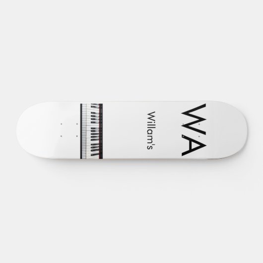 Monogram initiaal letter letter naam tekst piano m skateboard (Horizontaal)