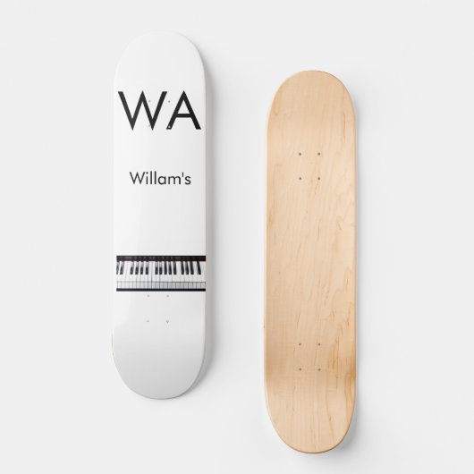 Monogram initiaal letter letter naam tekst piano m skateboard (Voorkant)