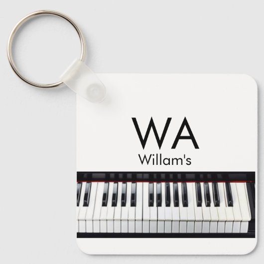 Monogram initiaal letter letter naam tekst piano m sleutelhanger (Voorkant)