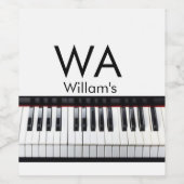 Monogram initiaal letter letter naam tekst piano m wijn etiket (Enkel label)