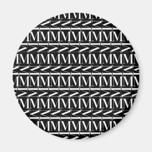 Monogram Initiaal Letter M, kies Achtergrondkleur Magneet