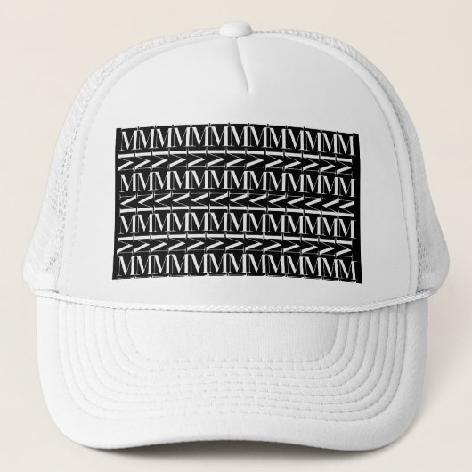 Monogram Initiaal Letter M, kies Achtergrondkleur Trucker Pet (Voorkant)