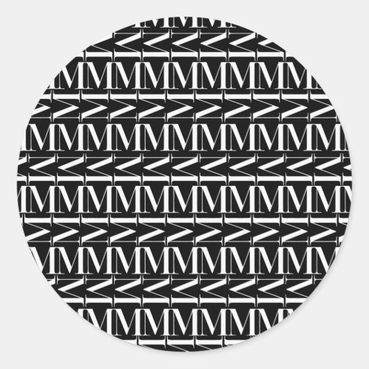 Monogram Initiaal letter M Ronde Sticker (Voorkant)