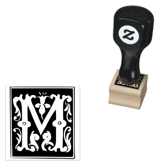 Monogram  initiaal letter M Rubberstempel (Gestempeld)