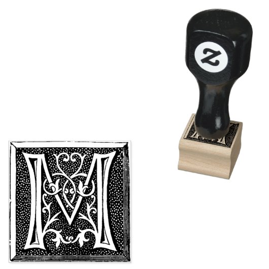  Monogram  initiaal letter M Rubberstempel (Gestempeld)