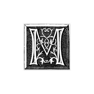  Monogram  initiaal letter M Rubberstempel
