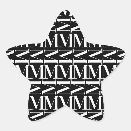 Monogram Initiaal letter M Ster Sticker (Voorkant)