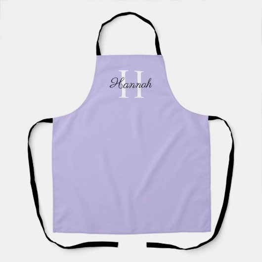 Monogram Initiaal Letter met Naam Lavendel Schort (Voorkant)