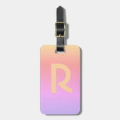 Monogram Initiaal Letter Modern Roze Stijlvol Bagagelabel (Voorkant verticaal)