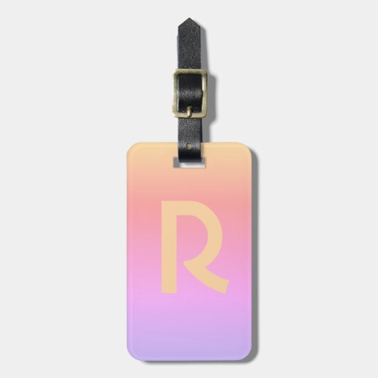 Monogram Initiaal Letter Modern Roze Stijlvol Bagagelabel (Voorkant verticaal)