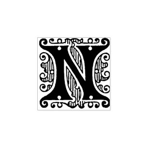 Monogram  initiaal letter N Rubberstempel