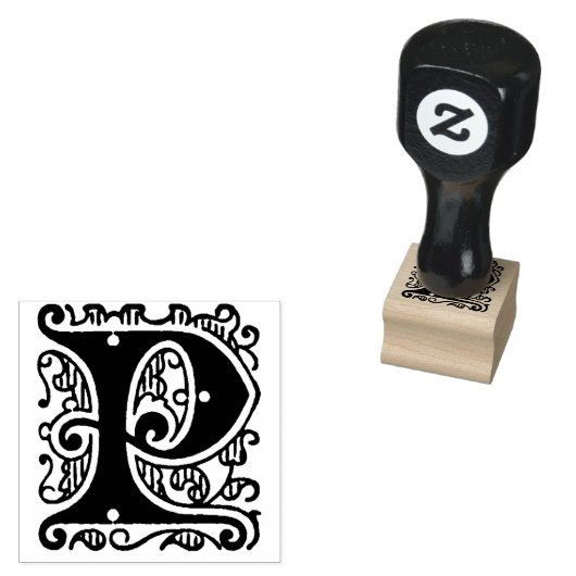Monogram  initiaal letter P Rubberstempel (Gestempeld)