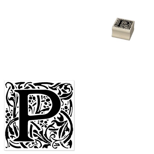 Monogram  initiaal letter P Rubberstempel (Gestempeld)