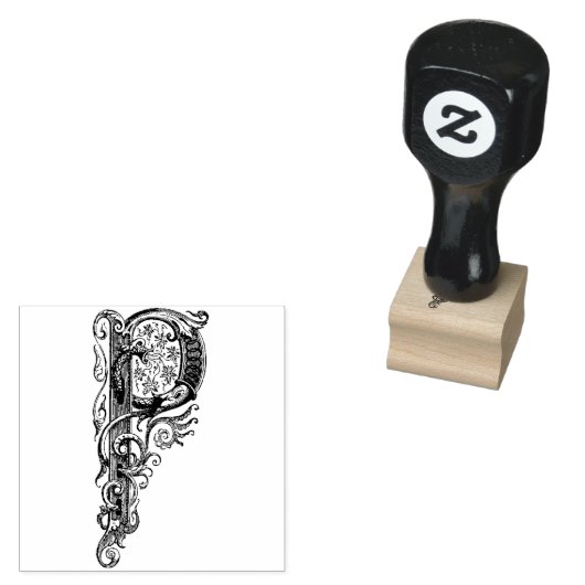 Monogram  initiaal letter P Rubberstempel (Gestempeld)