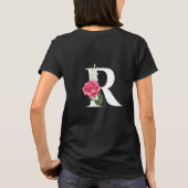 Monogram Initiaal Letter R in wit met roze Rose T-shirt (Achterkant)