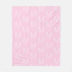 Monogram initiaal letter roze wit aanpassen fleece deken