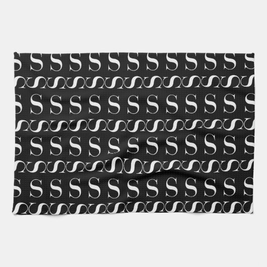 Monogram Initiaal letter S Theedoek (Horizontaal)