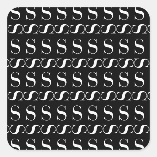 Monogram Initiaal letter S Vierkante Sticker (Voorkant)