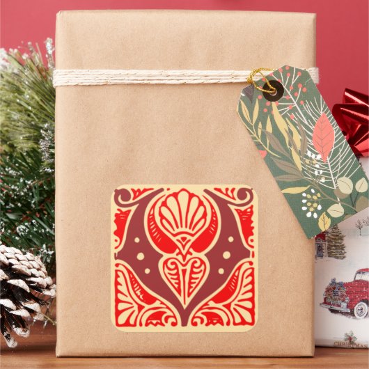  monogram Initiaal letter V Vierkante Sticker (Feestdagen)