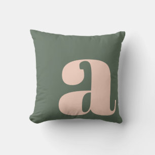 Monogram Initiaal Letter Vet Aards Roze Groen Kussen