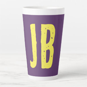 Monogram Initiaal letters Indigo geel minimalistis Latte Mok
