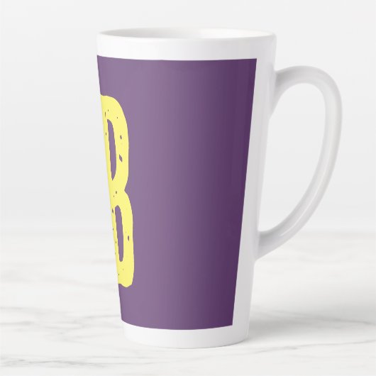 Monogram Initiaal letters Indigo geel minimalistis Latte Mok (Rechts)