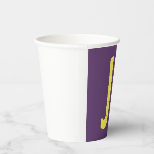 Monogram Initiaal letters Indigo geel minimalistis Papieren Bekers (Rechts)