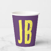 Monogram Initiaal letters Indigo geel minimalistis Papieren Bekers (Voorkant)