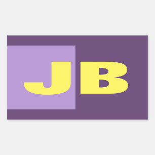 Monogram Initiaal letters Indigo geel minimalistis Rechthoekige Sticker
