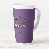 Monogram Initiaal Letters Indigo Minimalistisch Mo Latte Mok (Rechterhoek)
