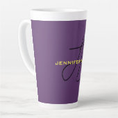 Monogram Initiaal Letters Indigo Minimalistisch Mo Latte Mok (Linkerhoek)