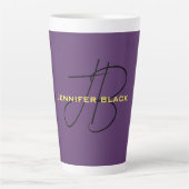 Monogram Initiaal Letters Indigo Minimalistisch Mo Latte Mok (Voorkant)