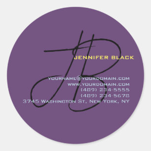 Monogram Initiaal Letters Indigo Minimalistisch Mo Ronde Sticker