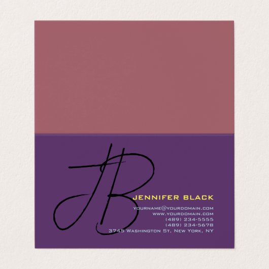 Monogram Initiaal Letters Indigo Minimalistisch Mo Visitekaartjes (Buitenkant ongevouwen)