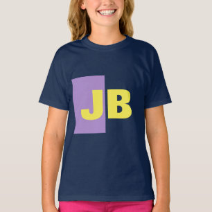 Monogram Initiaal letters marineblauw indigo geel T-shirt