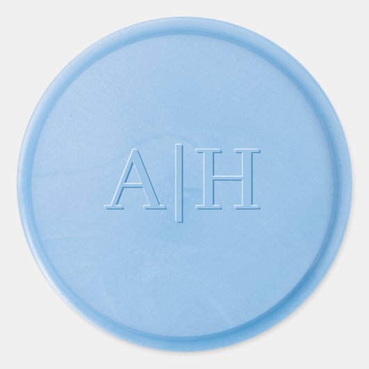 Monogram Initiaal Linen Blue Wax Seal Sticker (Voorkant)