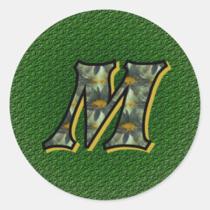 Monogram Initiaal M Madeliefjes Bloem Kunst Ronde Sticker