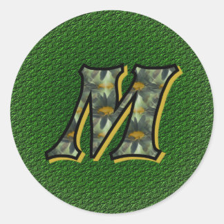 Monogram Initiaal M Madeliefjes Bloem Kunst Ronde Sticker
