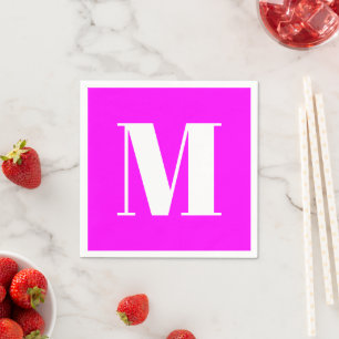 Monogram initiaal magenta wit aanpassen servet