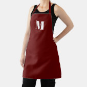 Monogram initiaal-maroon-wit schort (Insitu)