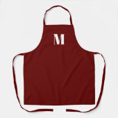Monogram initiaal-maroon-wit schort (Voorkant)