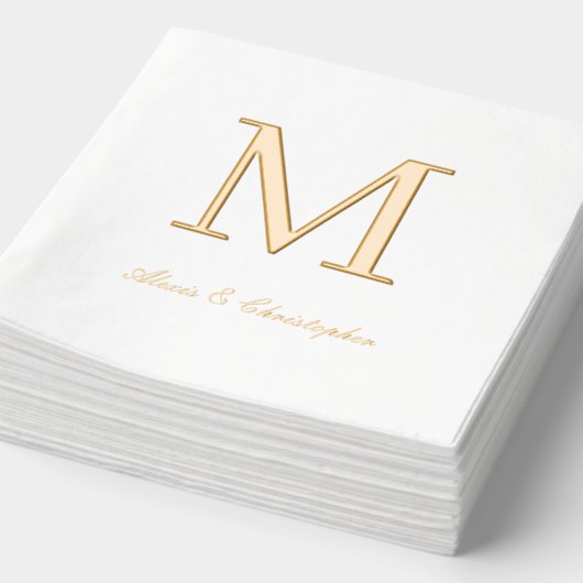 Monogram Initiaal met namen Gold Wedding Napkins Folie Servetten (Detail)